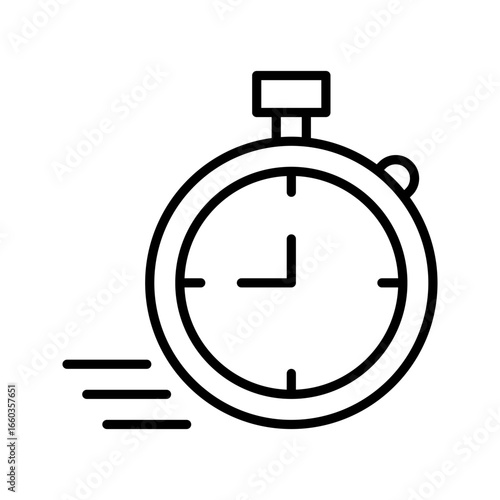 Fast response time clock vector symbol. quick, rush or faster work service icon. rapid delivery symbol.
