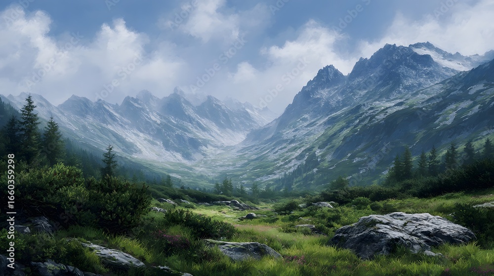 Fototapeta premium Majestic mountain valley in summer