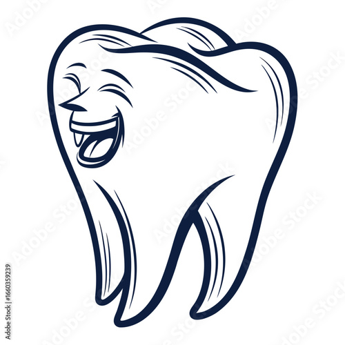 Happy tooth cartoon character with a big smile