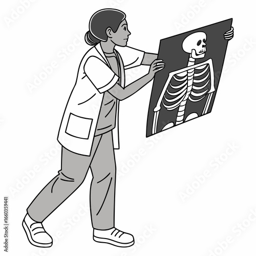 Medical professional analyzing a patients xray