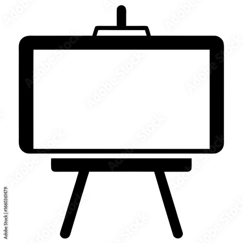 Black and white icon of a presentation easel with a blank screen