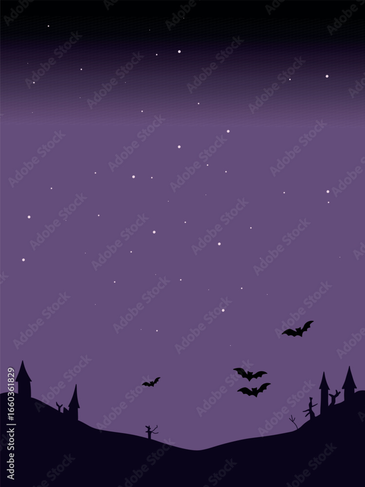 Naklejka premium Haunted Night Sky with Bats Background