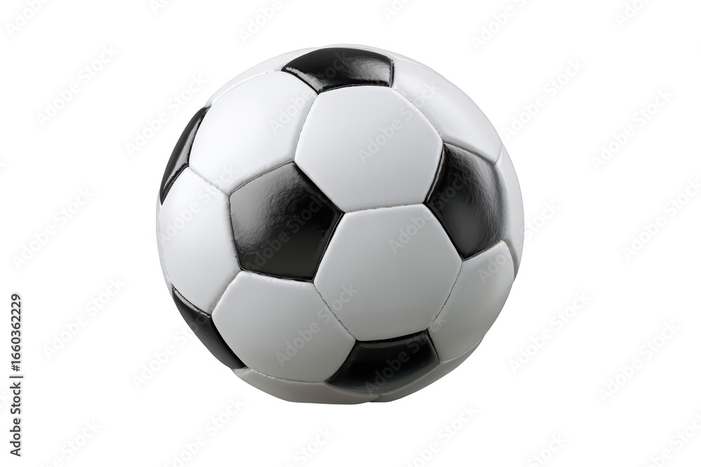 Naklejka premium Classic black and white soccer ball, isolated on black background (1)