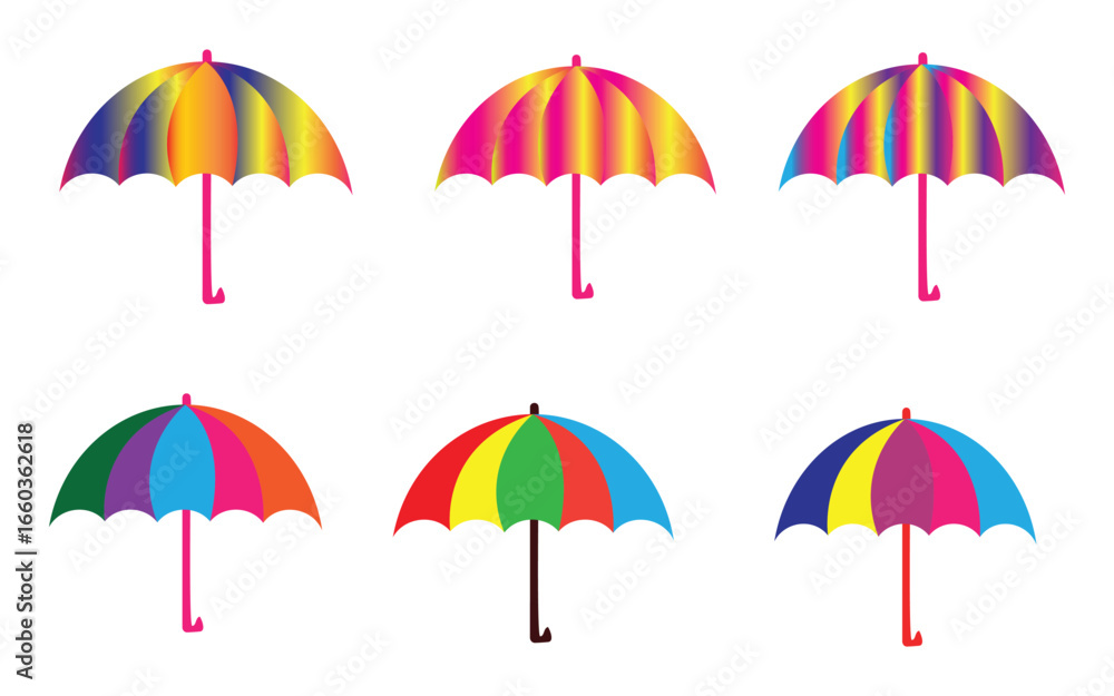 Obraz premium Colorful umbrella vectors on white background