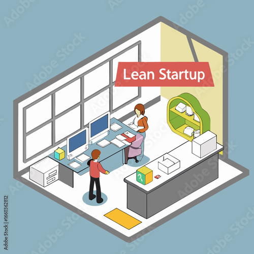 Lean Startup Team Working in Modern Office