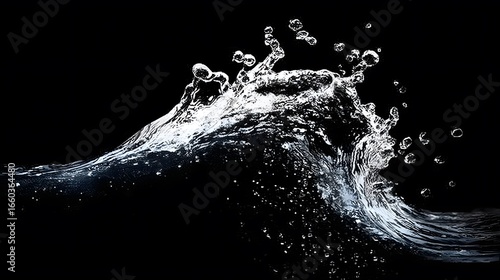 Realistic Water Splash Overlay on black background, Clear water splash effect .