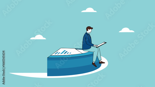 Part-time job, side job or small business, additional work outside working hours, division or tome management, work tracking system or day planning, businessman working using laptop over hours cut
