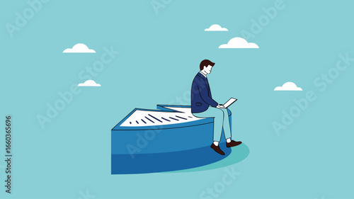 Part-time job, side job or small business, additional work outside working hours, division or tome management, work tracking system or day planning, businessman working using laptop over hours cut
