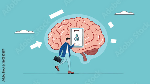 Wallpaper Mural Turning off brain to relieve stress or problems, relaxation to relieve anxiety from your brain, Reduce stress concept, stress management, businessman turning off the switch in the human brain concept
 Torontodigital.ca