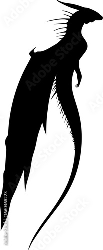 flying dragon black silhouette, vector illustration