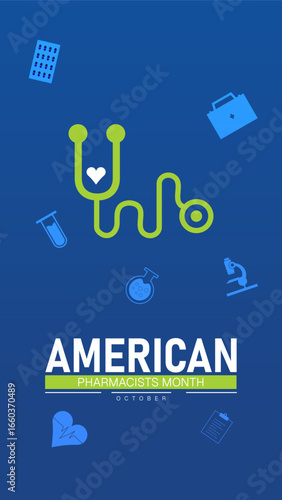 National Pharmacists Month October Celebration Poster Design. Honoring Pharmacists Contribution to Healthcare Community. Banner and Background for Mobile Responsive

