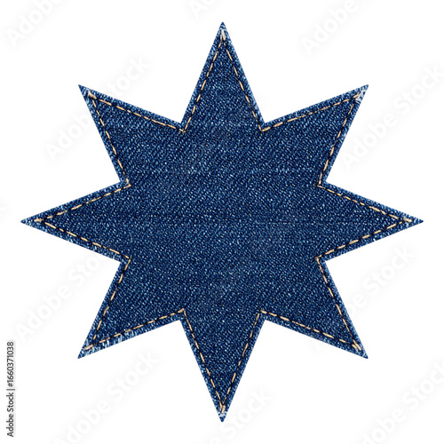 A Unique Starburst Shape Made from Denim Fabric, Transparent PNG