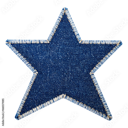  Textured Star Shape Made from Blue Jeans Fabric, Transparent PNG Sticker