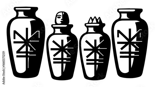 Minimal Canopic Vessel Icons – Monochrome Vector Pack