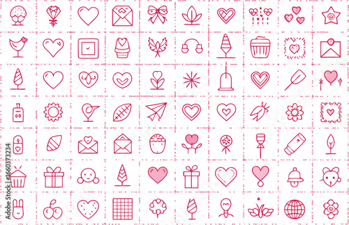 Collection of pink valentine s day icons and symbols