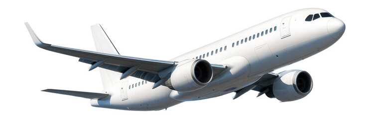 Passenger plane in flight, symbolizing travel and adventure.