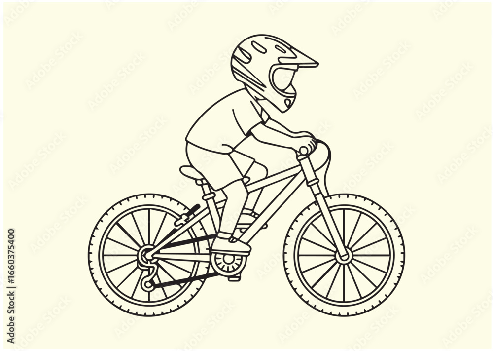 Naklejka premium Mountain biking line art Vector