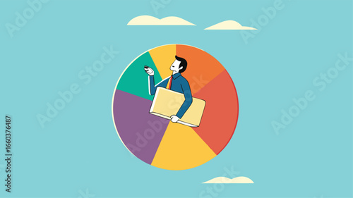 data analyst illustration, Financial Analyst Or Consultant, analysis of economic growth graphs, business growth analysis, businessman analyze data with magnifying glass and company document
