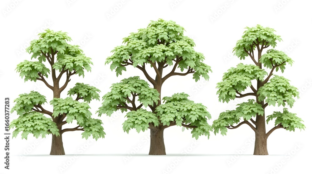 Obraz premium 3D Beautiful Trees Isolated on white background.