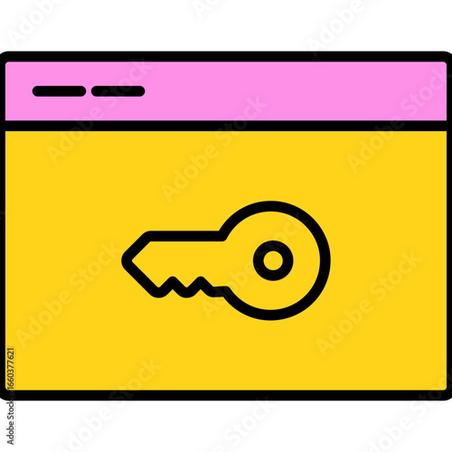 Web Browser password key Tool flat icon design