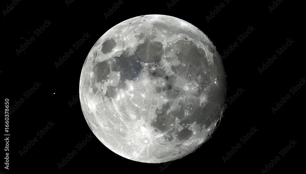 Obraz premium A detailed, full-frame view of the moon, showcasing its textured surface against a dark backdrop.