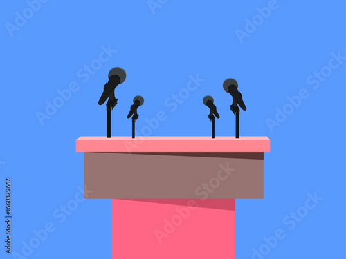 Press Conference Podium with Microphones