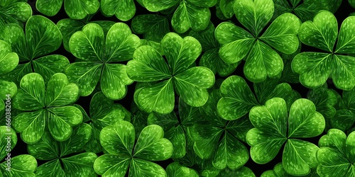 Green clovers background. Seamless pattern, Minimalist