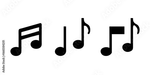 Music notes icons set. Black notes symbol on white background - stock vector.icon
