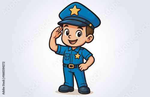 Kids police mascot cartoon character vector template