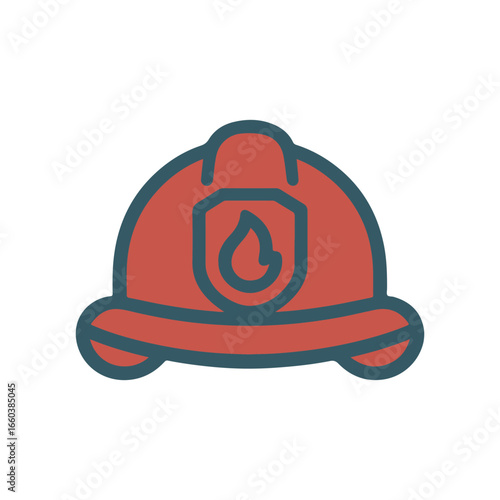 fireman helmet flat icon color vector on white background
Vector color flat icon on white background