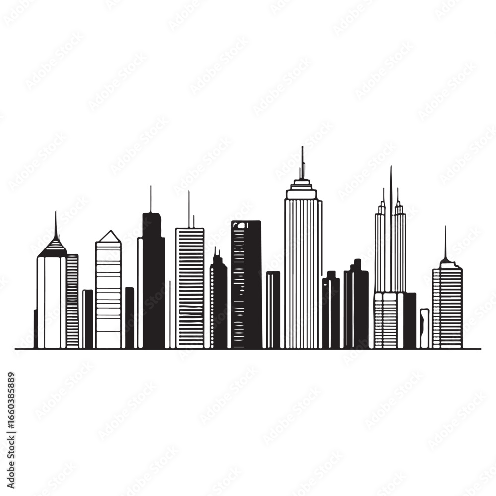 Obraz premium City skyline graphic illustration
