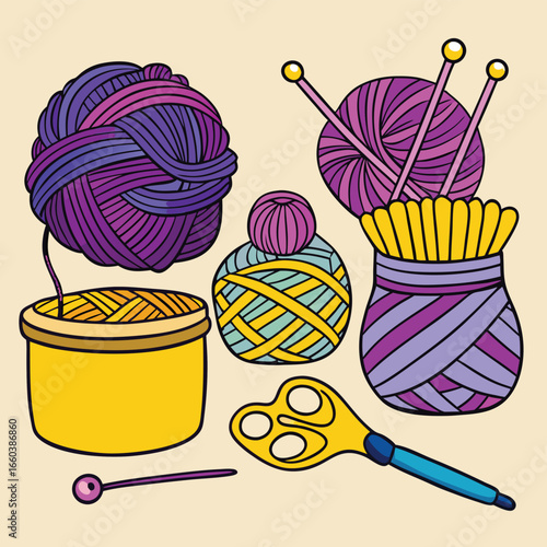 knitting yarn and knitting needles