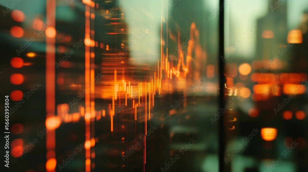 Obraz premium Captivating double exposure of abstract glowing forex chart digital trading environment financial market concept
