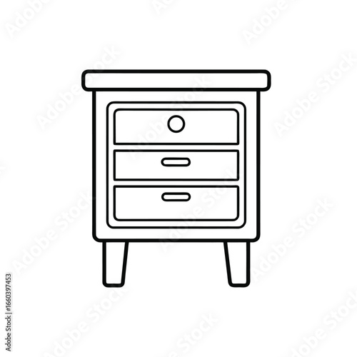 Vector art of a bedside table with two drawers, isolated a illustration