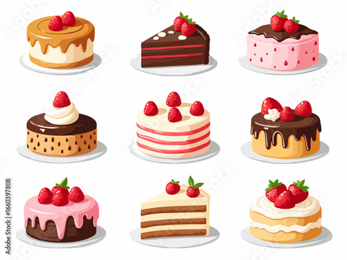 vector set of cakes