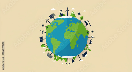 A sustainable planet with various eco-friendly sources. 