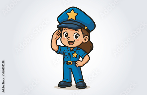 Kids police mascot cartoon character vector template