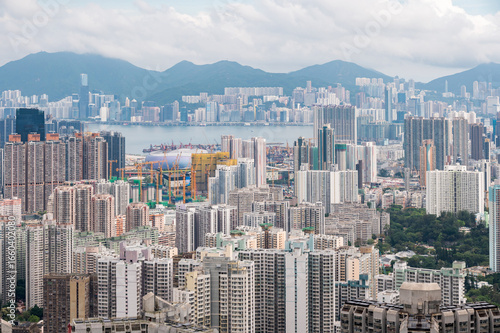 Fotografie View of Hong Kong and Kowloon from Lion Rock Head