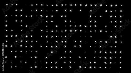 Twinkle star animation, Rising stars or fireflies isolated on black background, blinking light effect on transparent background, Glitter sparkle animated, black screen video. 4k background