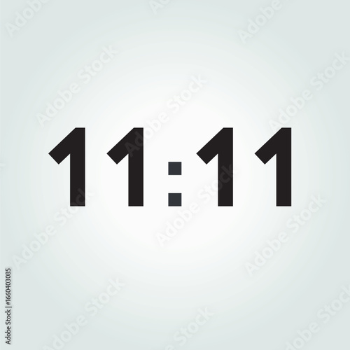 Séquence de chiffres 11:11 sur affichage numérique, heure miroir, nombres symétriques, concept du temps, destin, synchronicité, numérologie, illustration vecteur