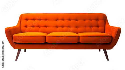 Modern orange sofa Isolated transparent on white background