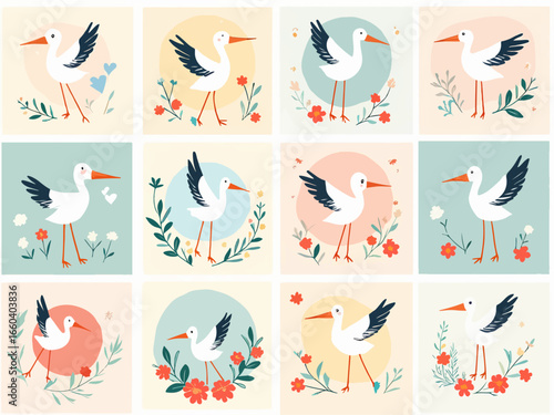 Winter birds. Isolated wild bird, cartoon chickadee bullfinch robin. Wildlife autumn forest animals, magpie and sparrow vector illustration