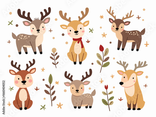 Set of deer, set of Christmas deer