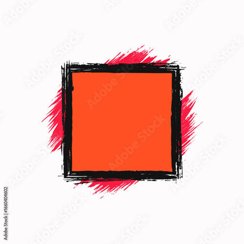 grunge frame with red frame
