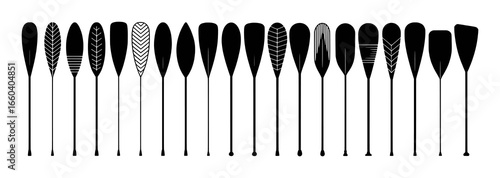 Collection of Diverse Black and White Paddle Designs on White Background