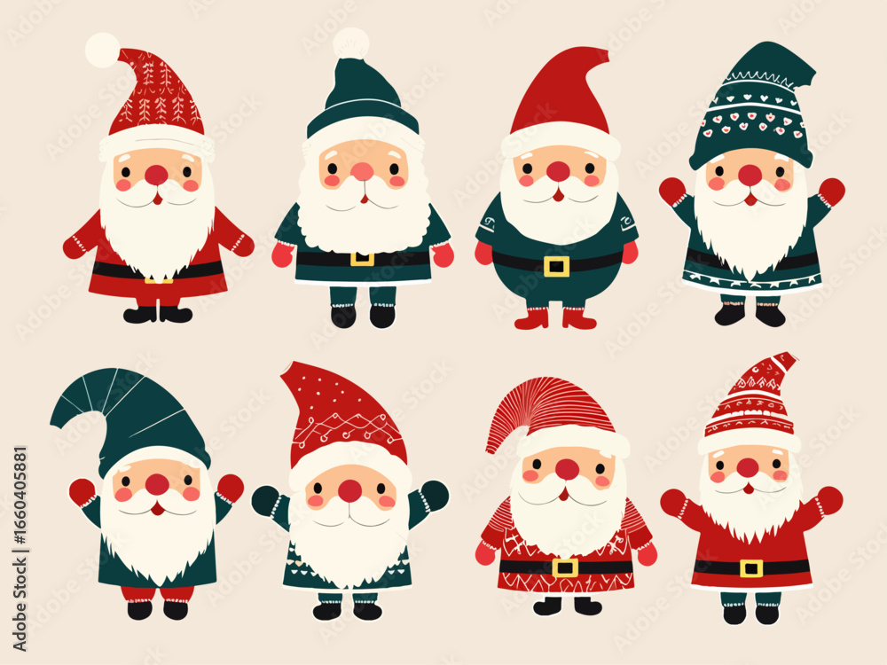 Fototapeta premium Set of santa claus and elf, Santa claus set