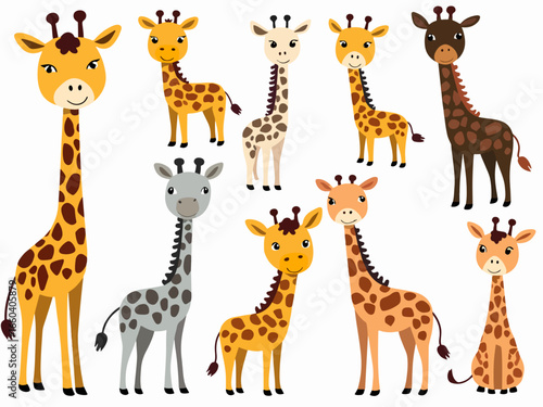 Giraffe family in vector format easy to edit