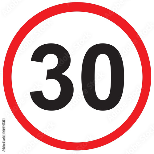 Transport Safety 30 km/h Regulation Sign Isolated On White Background