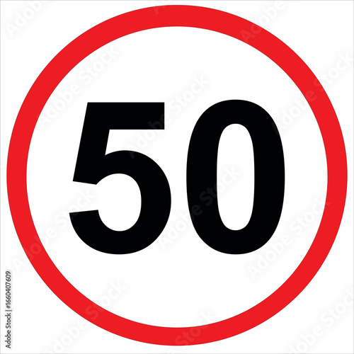 Flat Design 30 km/h Road Regulation Traffic Sign Isloated On White Background