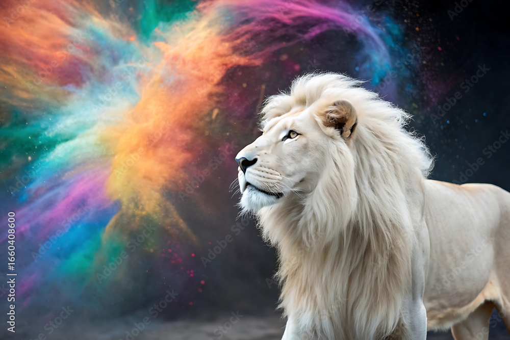 Naklejka premium a lion digital art gradient texture vector illustration